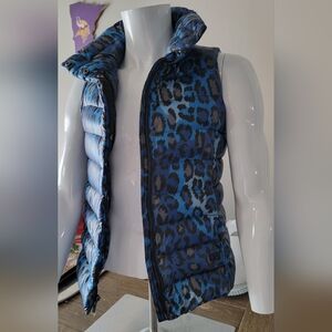 NWT Blue and Black And Gray Leopard Print Puffer Vest
